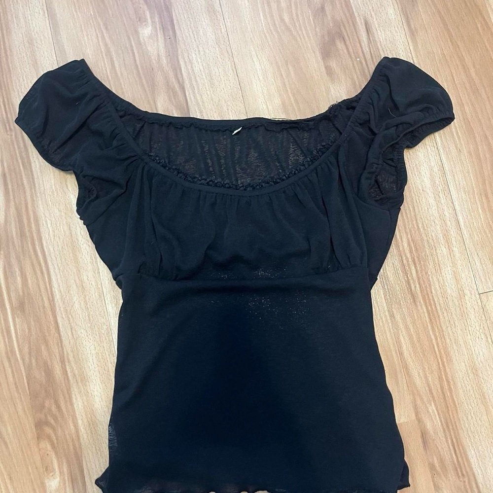 Black flowy lace shirt. Size small.